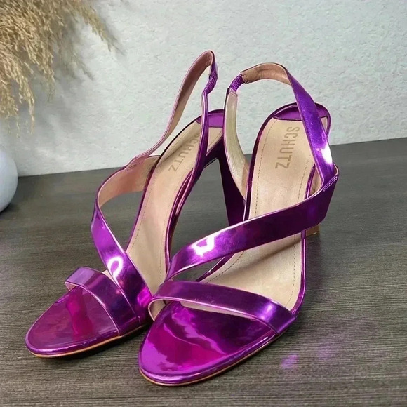 SCHUTZ Dannie Patent Leather Heels Sandals Size 9.5B - Picture 8 of 13